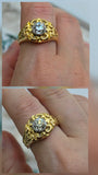 Antique Early 1900s French 18K Gold Diamond Ring: Old Mine Cut, 1.35 CT, Size 9-9.25