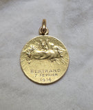 Antique French 18K Gold Devotional Virgin Mary Medal, Religious Protection Charm