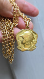 Antique French Art Nouveau 18K Gold Warrior Profile Medallion Pendant – Attributed to Charles Édouard Fraisse (1880–1945)
