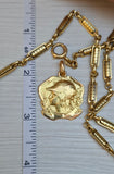 Antique French Art Nouveau 18K Gold Warrior Profile Medallion Pendant – Attributed to Charles Édouard Fraisse (1880–1945)
