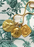 Antique French 18K  Jesus and  Virgin Mary Double-sided Religious Medal Charm Pendant, Protection Charm
