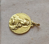 Antique French 18K  Jesus and  Virgin Mary Double-sided Religious Medal Charm Pendant, Protection Charm