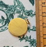Antique French 18K Gold Virgin Mary Medal Pendant Engraved 1943, Religious Protection Charm