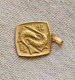 Small Vintage French 18K Pisces Zodiac Charm Pendant | French Eagle Head Hallmark, Lucky Charm