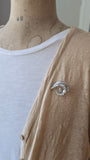 Vintage Mid-century Retro French Mauboussin 18k Gold Old Mine Cut Diamond Pearl Brooch, Gift for Her