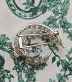 Vintage Mid-century Retro French Mauboussin 18k Gold Old Mine Cut Diamond Pearl Brooch, Gift for Her