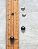 Vintage French 18K White Gold Onyx Studd Earrings, Post Earrings