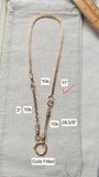 Antique 10K Curb Link Short Albert Watch Chain, 11" long, Chain Extender