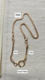 Antique 10K Curb Link Short Albert Watch Chain, 11" long, Chain Extender