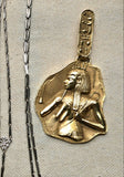 Vintage 14K Gold Egyptian Pharaoh Pendant | Large Ancient Egypt Revival Charm | Hieroglyphic Gold Pendant |  Lucky Charm