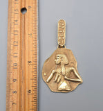 Vintage 14K Gold Egyptian Pharaoh Pendant | Large Ancient Egypt Revival Charm | Hieroglyphic Gold Pendant |  Lucky Charm