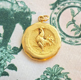 Antique French 18K Gold Gaul Medal Pendant, AS Harden Vercingetorix Gallic Rooster Coin Pendant, Early 1920s