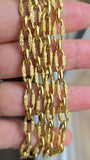 Vintage 18K Yellow Gold Textured Oval Link Chain Necklace, 21" Long, Gift for Her