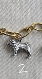 Vintage 8K/14K Yellow and White Gold French Bulldog Charm Pendant, Gift for Her