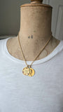 Antique French 18K Gold Devotional Virgin Mary Medal Pendant , Signed F. Vernon, Religious Protection Charm