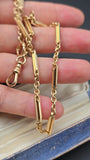 Antique 14k Yellow Gold Trombone Link Cable Link Watch Chain Necklace (Almost 14")
