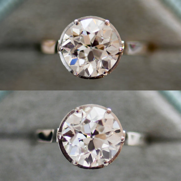 Vintage Art Deco 3.12CT GIA Certified I VS1 Old European Cut Diamond Six-Prong Platinum Engagement Ring, Size 6.5-6.75