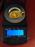 Vintage French 18K Aquarius Zodiac Horoscope Charm Pendant, Lucky Charm