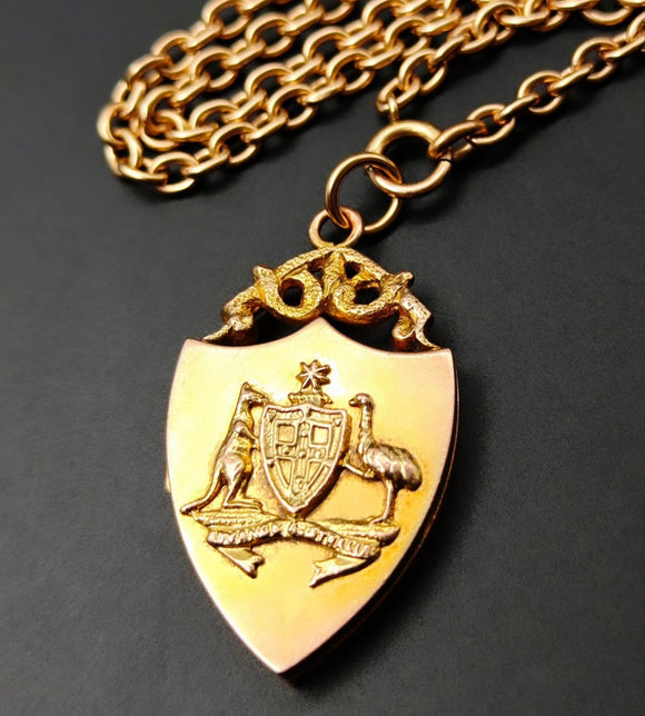 Antique Early 1900s 9KT 9CT Australian Crest/Shield Shape Locket, Gift for Her