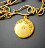 Antique Edwardian Scrolled Work 14K Yellow Gold 0.15CT Old Cut Diamond Photo Locket, Gift for Her