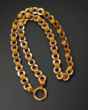 Antique Victorian 14K Solid Yellow Gold Ornate Interlocking Link Book Chain Necklace, Collar Locket Chain, Statement Necklace, 21.75 Inches