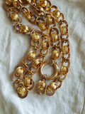 Antique Victorian 14K Solid Yellow Gold Ornate Interlocking Link Book Chain Necklace, Collar Locket Chain, Statement Necklace, 21.75 Inches
