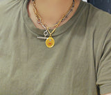 Classic French Vintage 18K Augis Charm Pendant with Diamond and Synthetic Ruby Accents, Gift for Her