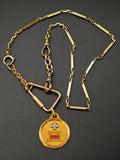Antique 14k Bar Link Belcher/Biker Link Watch Chain Necklace, Gift for Her
