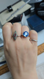 Vintage/Antique Art Deco 9KT Gold & Platinum Blue Stone Solitaire Ring, Size 5.25-5.5