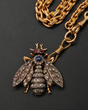 Antique Late 19th Century Victorian French 18K Gold Silver Bee Brooch Pendant