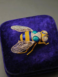 Vintage Buccellati 18K Gold Diamond Enamel Bee Brooch, Signed Statement Jewelry