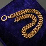 Victorian 14K Gold Interlocking Link Double-Strand Bracelet Chain Extender with 9K Clasp and Fitting – 7 7/8 Inches