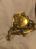 Antique Art Nouveau Repoussé 10K Gold Starburst Old Mine Diamond Locket