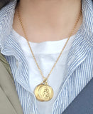 Vintage French 18K Gold Saint Christopher Medal Medallion Pendant, Religious Protection Charm