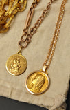 Vintage French 18K Gold Madonna Virgin Mary Medal Medallion Pendant, Religious Protection Charm