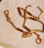 Antique 14k Yellow Gold Trombone Link Cable Link Watch Chain Necklace (Almost 14")