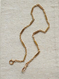 Antique 14k Yellow Gold Trombone Link Cable Link Watch Chain Necklace (Almost 14")