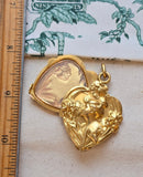 Antique Art Nouveau French 18k Repoussé Gibson Girl Slide Locket, Gift for Her
