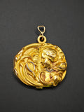 Antique Art Nouveau French 18k Repoussé Gibson Girl Oval Slide Locket, Gift for Her
