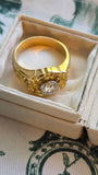 Antique Early 1900s French 18K Gold Diamond Ring: Old Mine Cut, 1.35 CT, Size 9-9.25