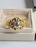 Antique Early 1900s French 18K Gold Diamond Ring: Old Mine Cut, 1.35 CT, Size 9-9.25