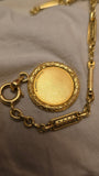 Classic French Vintage 18K Gold Augis "Qu'hier Que Demain" Love Charm Pendant with Laurel Border