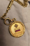 Classic French Vintage 18K Gold Augis "Qu'hier Que Demain" Love Charm Pendant with Laurel Border