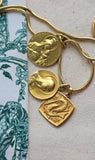 Small Vintage French 18K Pisces Zodiac Charm Pendant | French Eagle Head Hallmark, Lucky Charm