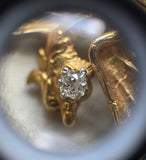 Antique French 18k Gold Old Mine Cut Damond Chimera Griffin Dragon Brooch, Circa 1900