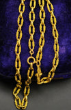 Vintage 18K Yellow Gold Textured Oval Link Chain Necklace, 21" Long, Gift for Her