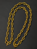 Vintage 18K Yellow Gold Textured Oval Link Chain Necklace, 21" Long, Gift for Her