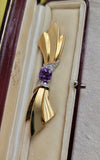 Oscar Heyman Midcentury Retro 18K platinum GIA Pinkish Purple Ceylon Sri Lanka No Heat Sapphire Diamond Brooch