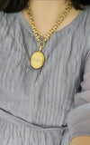 Antique Victorian 14K Solid Yellow Gold Book Chain, Collar Locket Chain, Etruscan Revival Statement Necklace