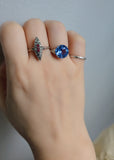 Vintage/Antique Art Deco 9KT Gold & Platinum Blue Stone Solitaire Ring, Size 5.25-5.5
